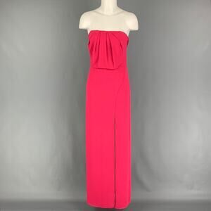 HALSTON HERITAGE Size 0 Pink Polyester Side Slit Strapless Dress